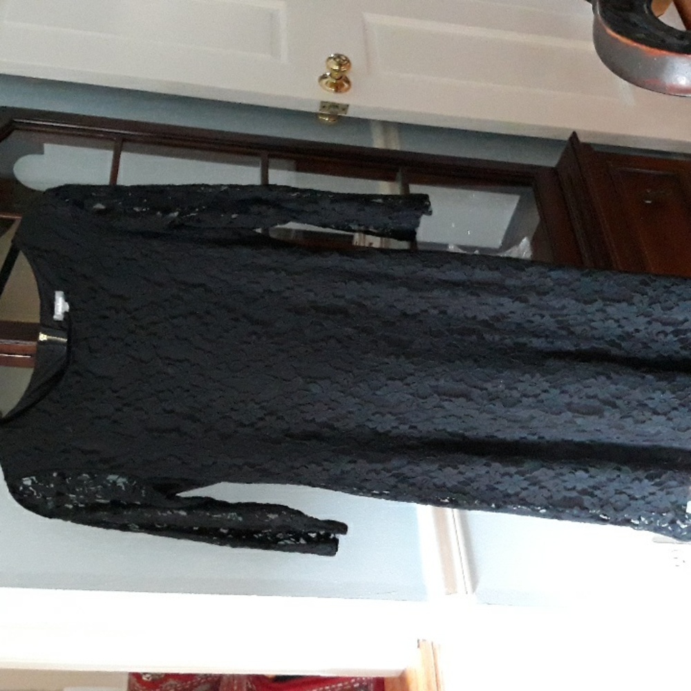Neiman Marcus  Black Embroidered Long Sleeved Dress, $12